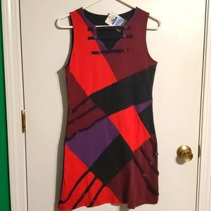 New US Sherpa women's M boho colorful sleeveless A-line dress